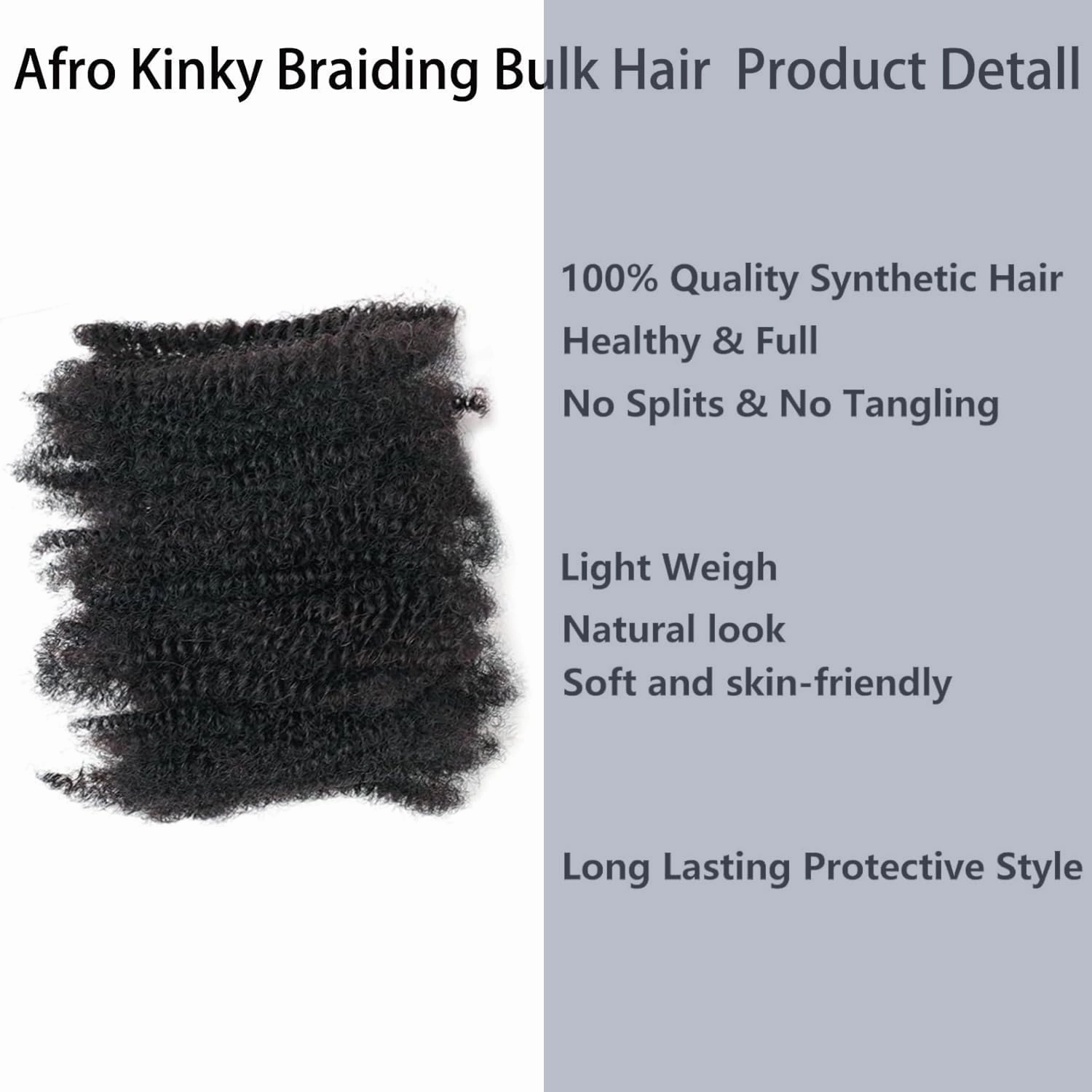 Afro Kinkys Bulk Human Hair 100% Human Hair Soft 4C for Mini Twist, Braiding, Loc Extensions & Crochet, Kinky Curly Hair Bundles,Natural Afro Bulk for Dreadlocks Black,8inch 30g/Pack