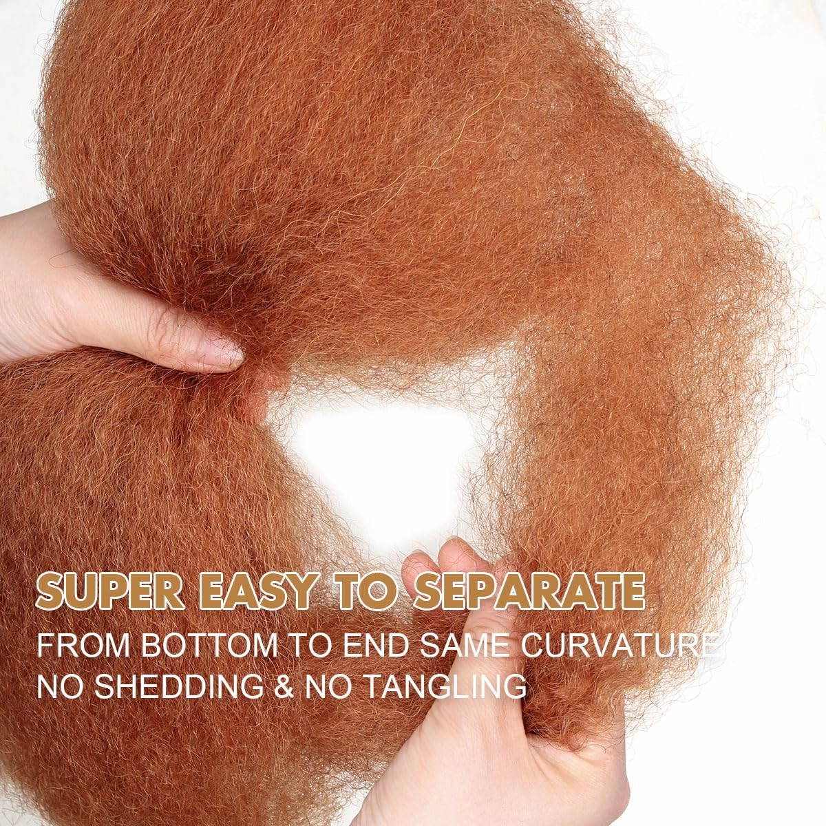 Afro Kinkys Bulk Human Hair, 12 inch 4c Curly Hair for Permanent Sister Locs/Mini Twists/Braids/Repair Can Dye and Bleach(50 Gram),#350
