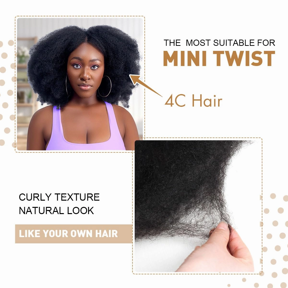 Afro Kinkys Bulk Human Hair, 12 inch 4c Curly Hair for Permanent Sister Locs/Mini Twists/Braids/Repair Can Dye and Bleach(50 Gram),#350