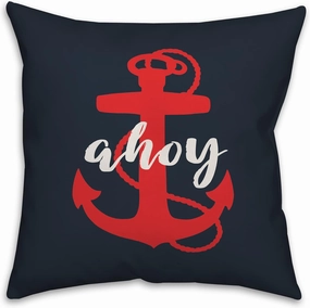 Ahoy Anchor Throw Pillow | Decorative Pillows for Living Room Couch Bed Sofa, Fluffy Soft Cushion | Blue, 16x16