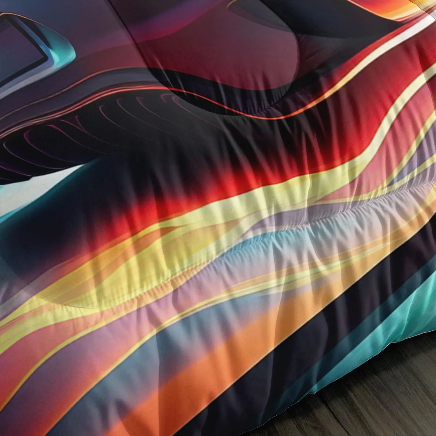 AILONEN 3D Racing Car Comforter Set Full Size, Extreme Sports Theme Bedding for Kids Boys, Modern Race Bed in a Bag, Cool Sports Bedsheets Set, 1 Fitted Sheet 2 Pillowcases