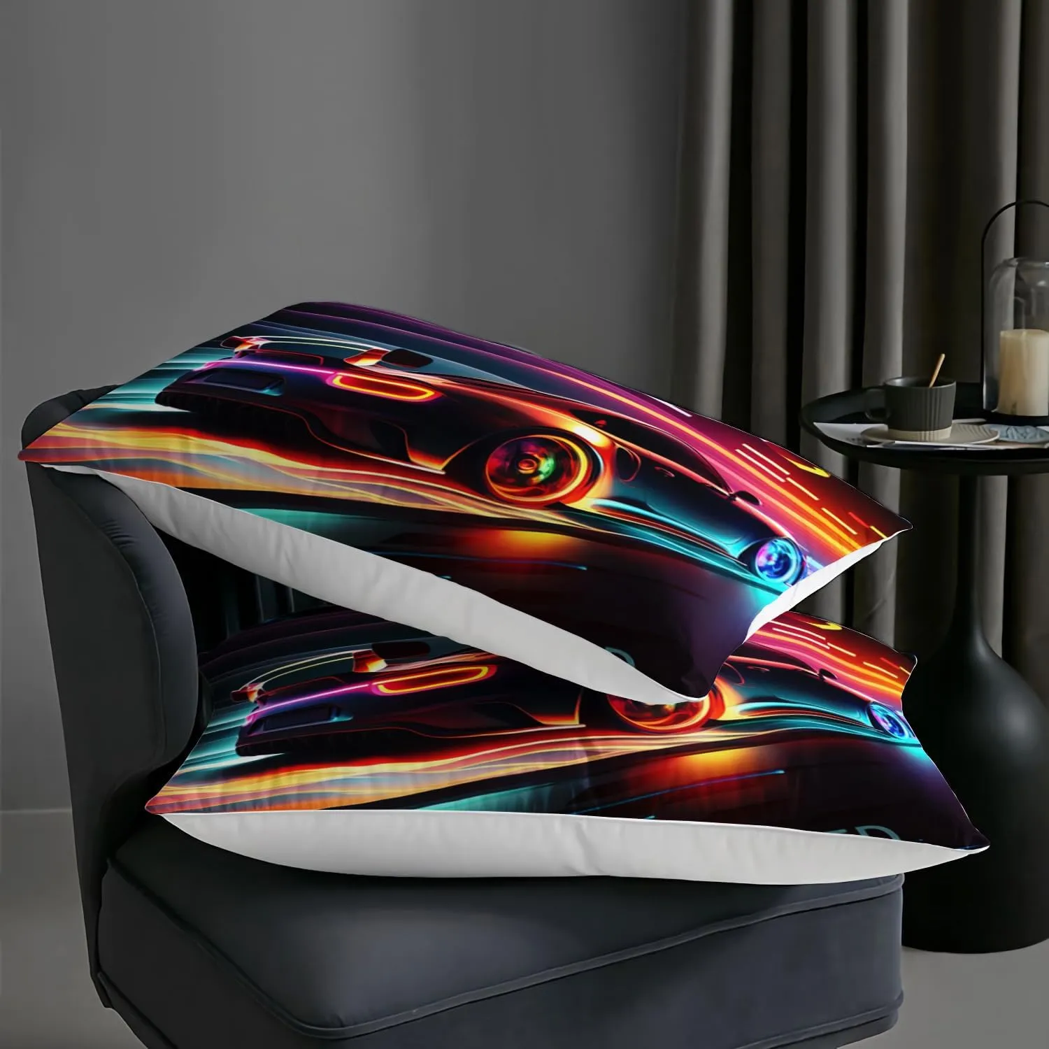 AILONEN 3D Racing Car Comforter Set Full Size, Extreme Sports Theme Bedding for Kids Boys, Modern Race Bed in a Bag, Cool Sports Bedsheets Set, 1 Fitted Sheet 2 Pillowcases