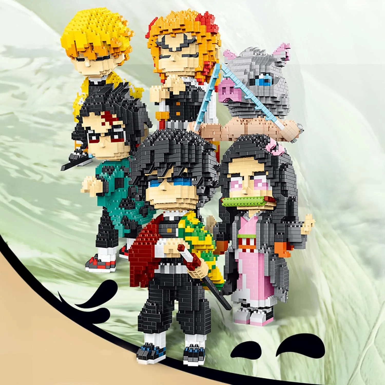 Anime Demon Figure Micro Mini Building Set Slayer Rengoku Kyoujurou Building Block Toy for Adult-1383pcs