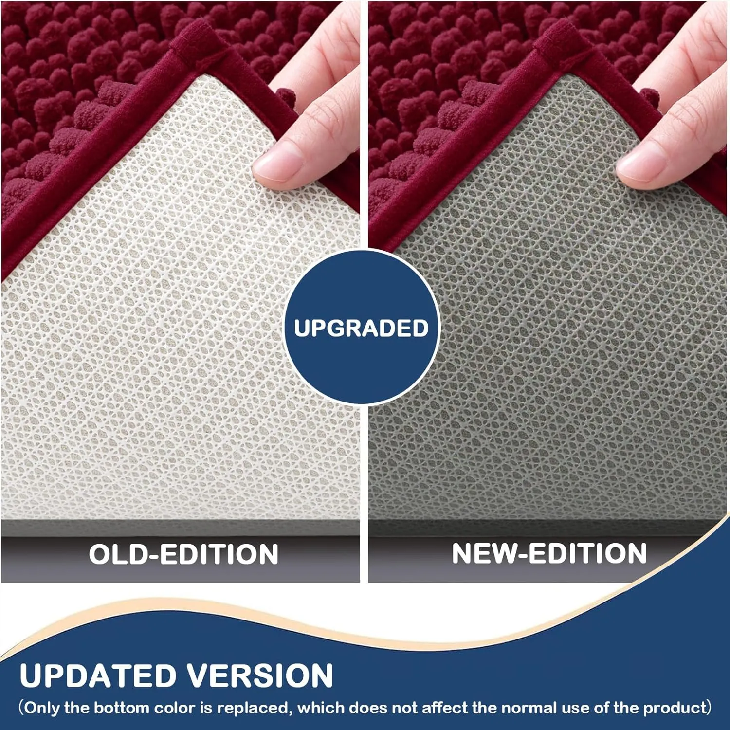Arotive Luxury Chenille Bathroom Rug Mat, Extra Soft Thick Absorbent Shaggy Bath Rugs, Non-Slip Machine Wash Dry, Plush Bath Mats for Bathroom, Shower and Tub, 24x16, Burgundy