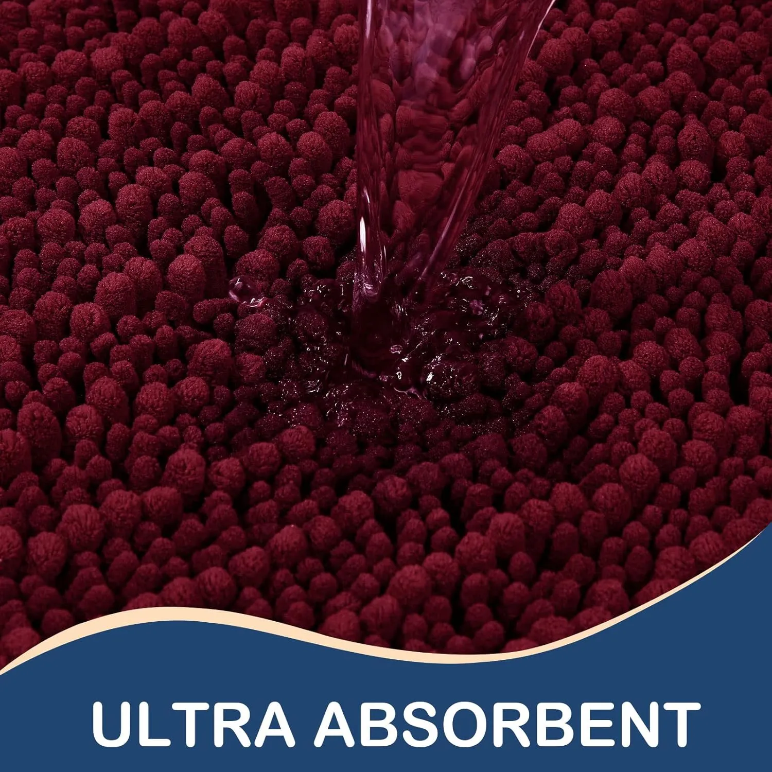 Arotive Luxury Chenille Bathroom Rug Mat, Extra Soft Thick Absorbent Shaggy Bath Rugs, Non-Slip Machine Wash Dry, Plush Bath Mats for Bathroom, Shower and Tub, 24x16, Burgundy