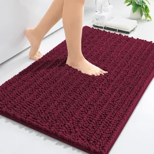 Arotive Luxury Chenille Bathroom Rug Mat, Extra Soft Thick Absorbent Shaggy Bath Rugs, Non-Slip Machine Wash Dry, Plush Bath Mats for Bathroom, Shower and Tub, 24x16, Burgundy
