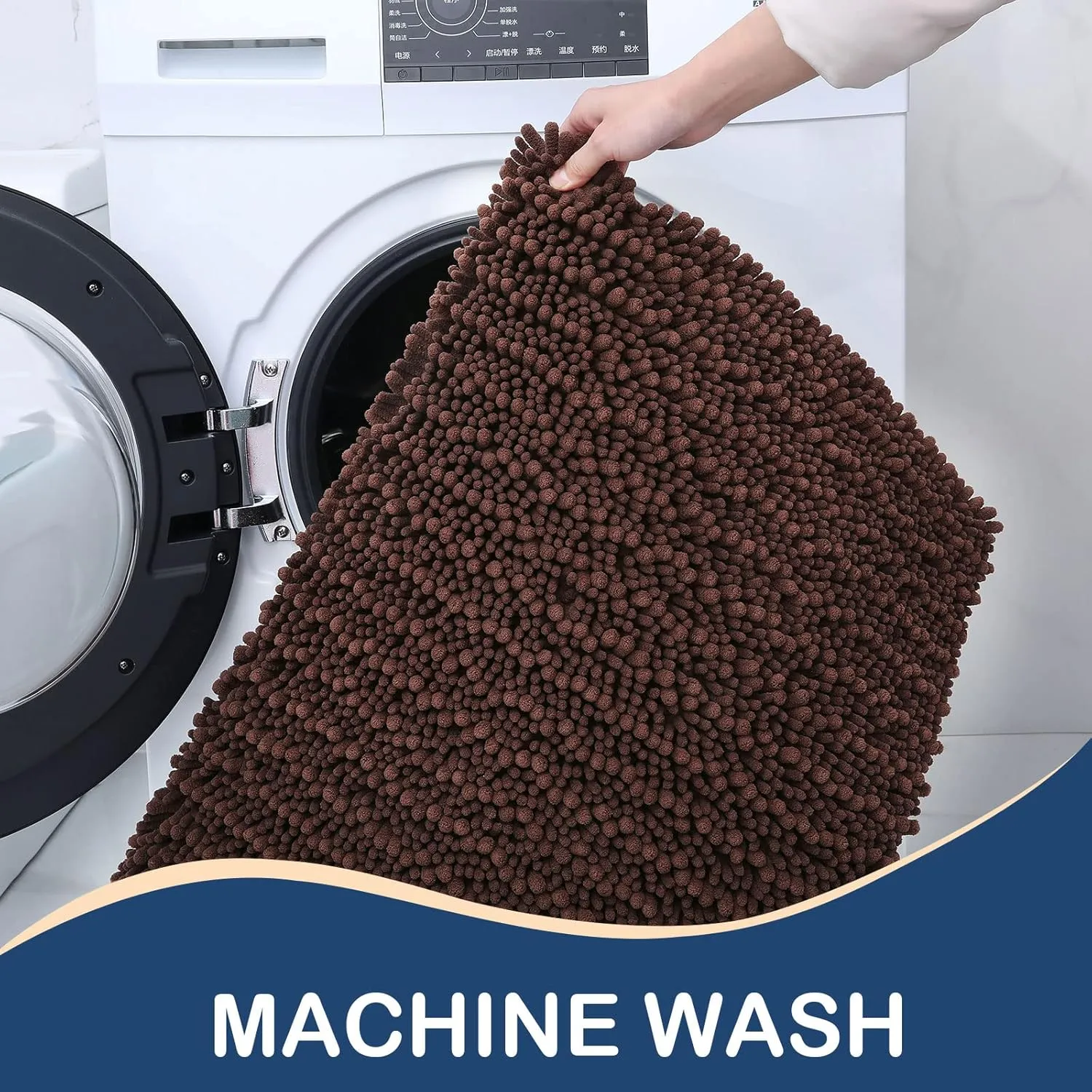 Arotive Luxury Chenille Bathroom Rug Mat, Extra Soft Thick Absorbent Shaggy Bath Rugs, Non-Slip Machine Wash Dry, Plush Bath Mats for Bathroom, Shower and Tub, 30x17, Brown