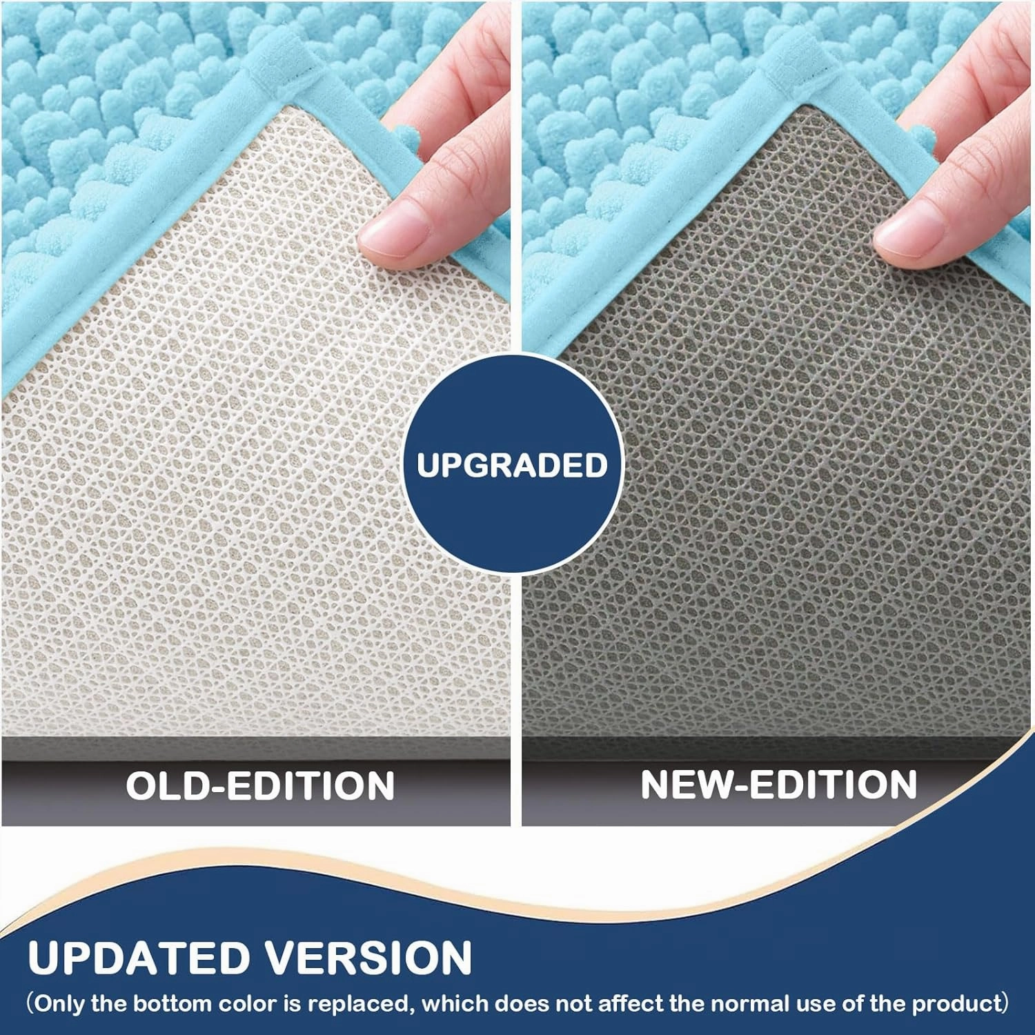 Arotive Luxury Chenille Bathroom Rug Mat, Extra Soft Thick Absorbent Shaggy Bath Rugs, Non-Slip Machine Wash Dry, Plush Bath Mats for Bathroom, Shower and Tub, 24x16, Blue