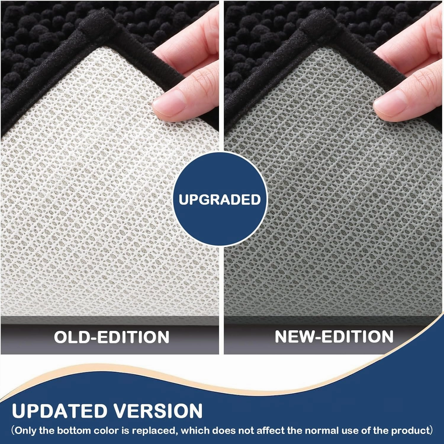 Arotive Luxury Chenille Bathroom Rug Mat, Extra Soft Thick Absorbent Shaggy Bath Rugs, Non-Slip Machine Wash Dry, Plush Bath Mats for Bathroom, Shower and Tub, 30x17, Black