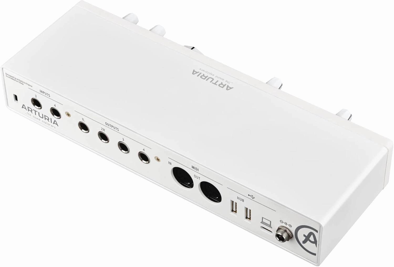 Arturia - MiniFuse 4 - Compact USB Audio & MIDI Interface with Creative Software for Recording, Production, Podcasting, Guitar - White