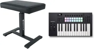 Audiosavings Bundle: Novation LAUNCHKEY 25 MK4 25-Key USB MIDI Ableton Live Keyboard Controller Bundle with Rockville AIR-BENCH Keyboard/Piano Bench Chair Hydraulic Air Lift Comfy Padding (2 Items)