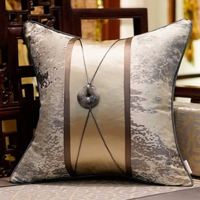 Avigers 18 x 18 Inches Chinese Style Grey Splash-Ink Patchwork with Jade Pendant Cushion Cases Luxury Throw Pillow Covers Decorative Pillows for Couch Living Room Bedroom Car 45 x 45cm