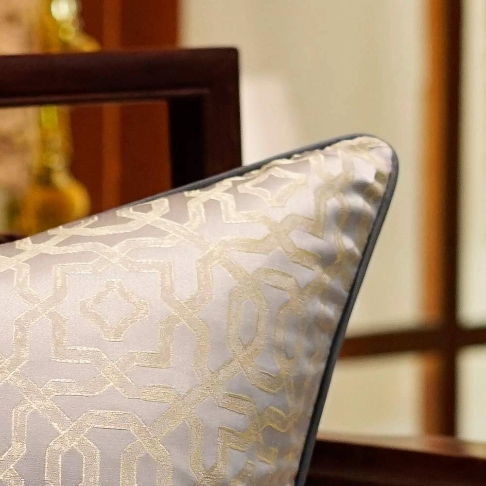 Avigers 24 x 24 Inches Chinese Style Grey Chain Cushion Cases Luxury Throw Pillow Covers Decorative Pillows for Couch Living Room Bedroom Car 60 x 60cm