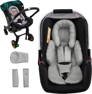 Baby Car Seat Head Support for Doona Stroller, Thickened Infant Carseat Head Support with 3 Strap Covers, Reversible Car Seat Insert for Newborn, Baby Car Seat Cushion with Filled Natural Cotton