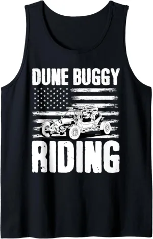 Beach Sand Race Rail Racing Car American USA Flag Dune Buggy Tank Top