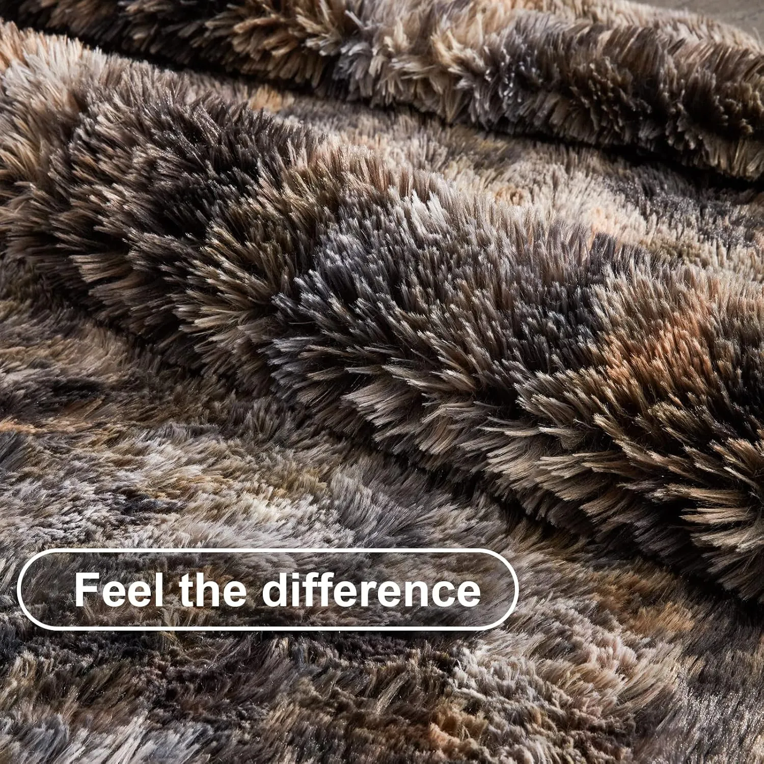 Bedfolks Faux Fur Blanket - Twin Size 650GSM, Fuzzy Plush Soft Sherpa Fleece, Fluffy Cozy for Bed, Couch, Sofa - Tie Dye Black, 60 x 80 inches