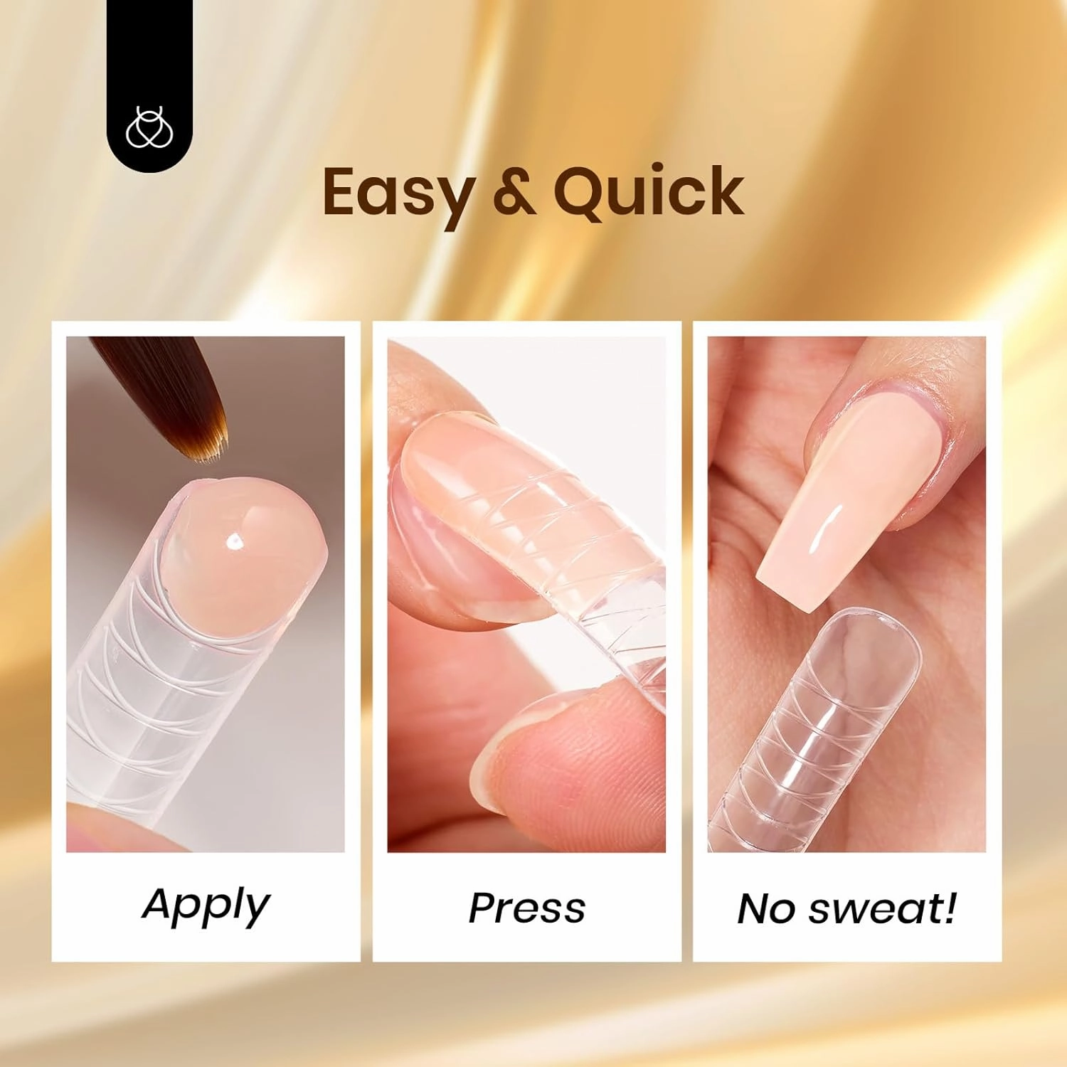 Beetles Poly Nail Extension Gel Kit with UV Lamp, 2 Neutral Colors Black Pink Nude UV Building Gel Manicure Set with 4 Jars Glitter Chrome Nail Powder Top Base Coat Easy DIY Nail Art Design Home