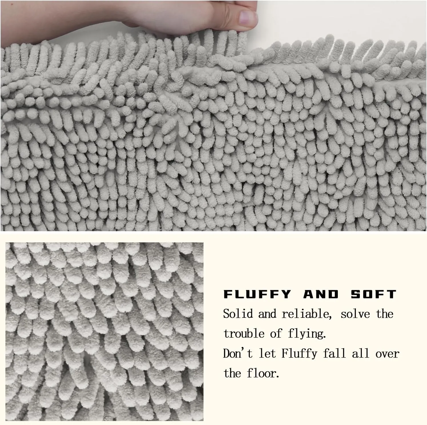 BOANKODU Bathroom Rugs Sets 3 Piece, Super Soft Absorbent Bath mat Set,with U-Shaped Toilet Rug,Strong PVC Underside Bathroom Rug,Antiskid Bath mats Washable Toilet mat, Light Gray