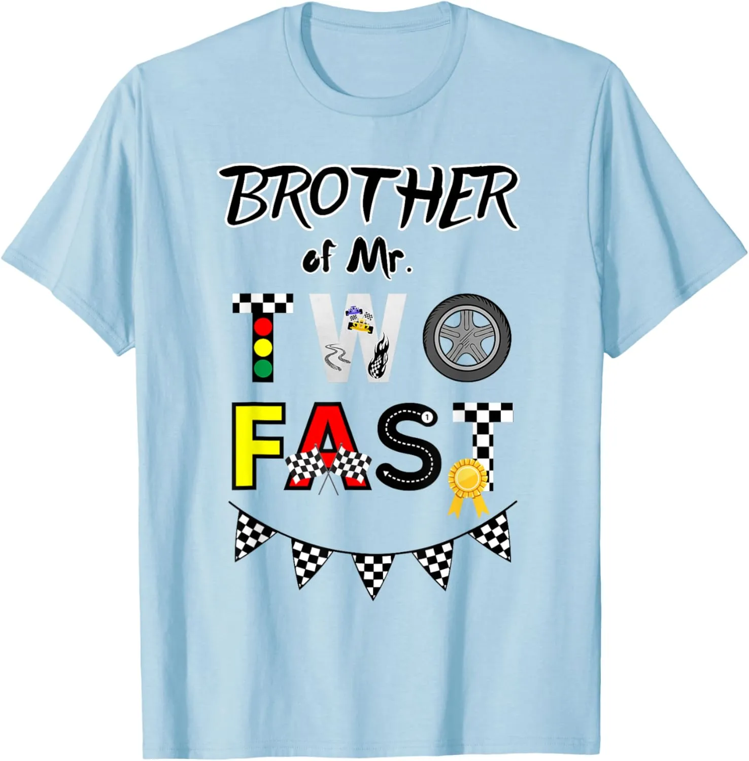 Brother Two Fast Race Car Theme Racing Party Second Birthday T-Shirt