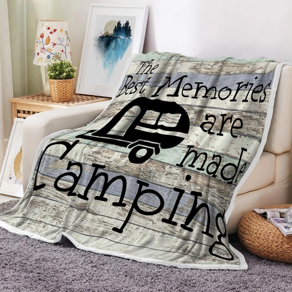 Camping Blanket, Outdoor Throw Blanket, Gifts Blanket for Women Men Kids Adults, Gift Blankets for Camping Lovers, Camping Decor for Bedding RV Campsite Hiking,50"X60"