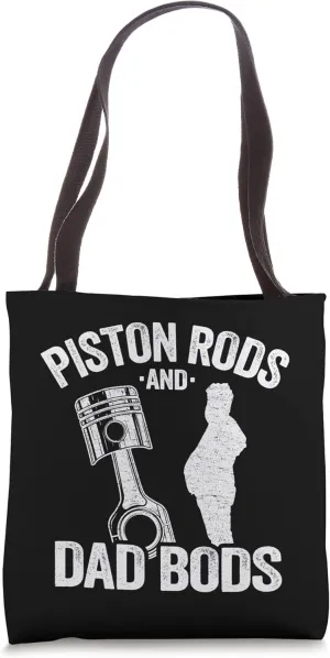 Car Mechanic Garage Race Car Parts Piston Rods And Dad Bods Tote Bag