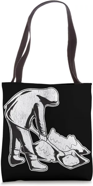 Cartoon Figure Digging Snow Stylized Excavation Art Tote Bag