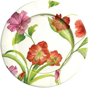 Caspari Set of 2 Tropical Spendor Set of 16 Paper Salad Plates, Ivory