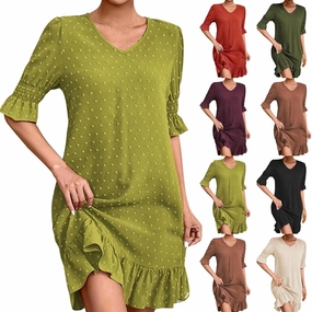 Casual Dresses for Women, Ruffle Spring Dresses 2025 Flowy Beach Cute Tiered Mini Dress Going Out Date Night
