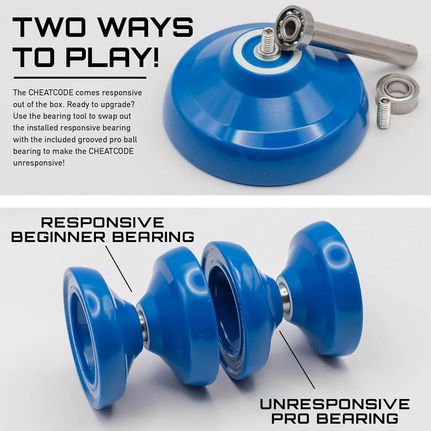 Cheatcode Yoyo by Brandon Vu | Master Fingerspin Tricks | A Responsive & Unresponsive Yo-yo for Kids, Teens & Adults | Great Yo Yo For Beginners | Extra Professional Ball Bearing Kit Included | Offset