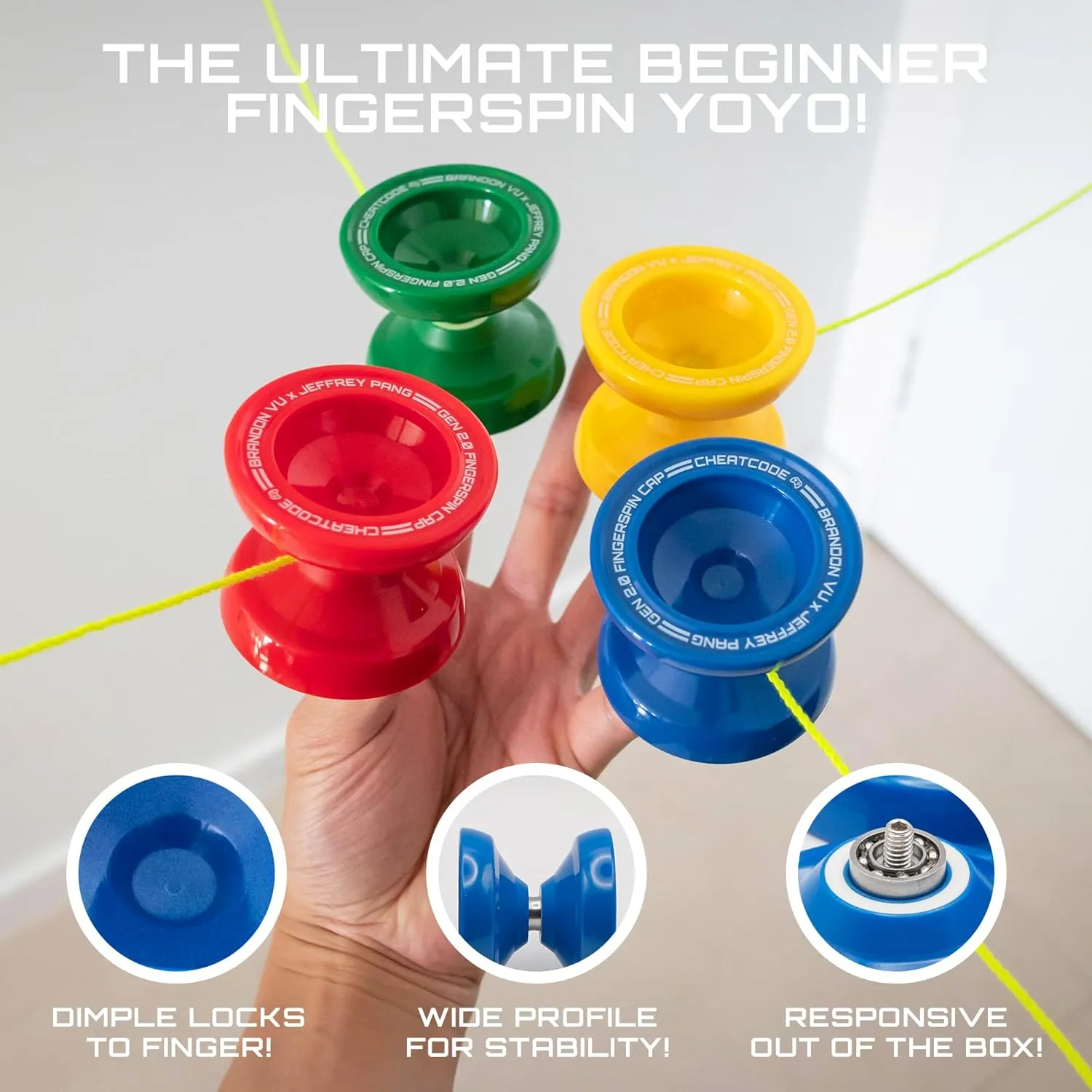 Cheatcode Yoyo by Brandon Vu | Master Fingerspin Tricks | A Responsive & Unresponsive Yo-yo for Kids, Teens & Adults | Great Yo Yo For Beginners | Extra Professional Ball Bearing Kit Included | Offset