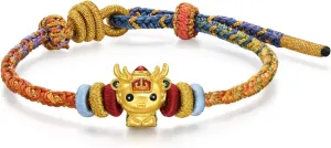 CHOW SANG SANG 999 24K Solid Gold Cultural Blessing Auspicious Myth Deer Charm Embroidered Bracelet for Women 23cm 95535B