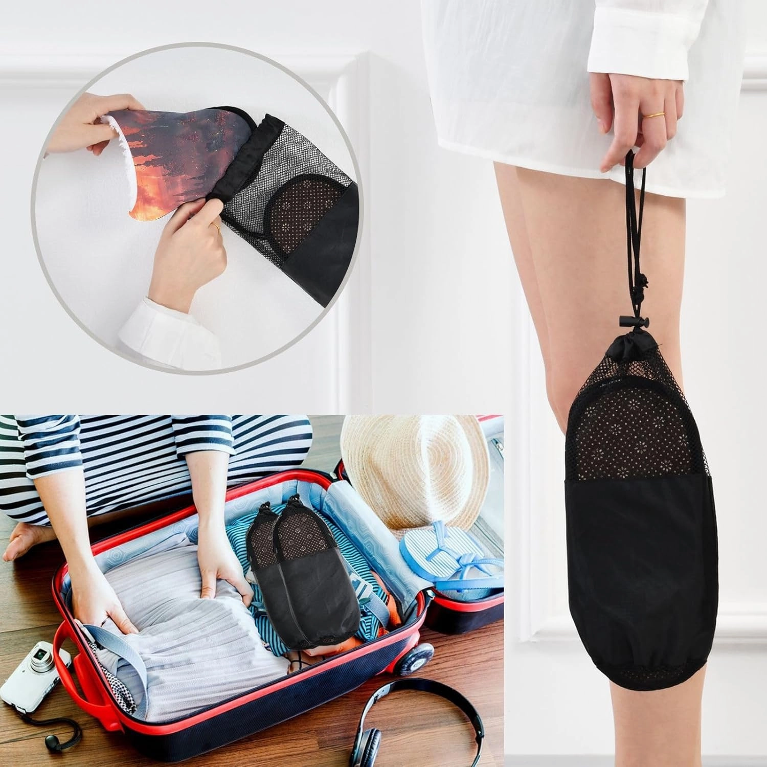 City at Dusk Mens Slip on Slippers, Home Slippers Portable Hospital Slippers with Storage Bag