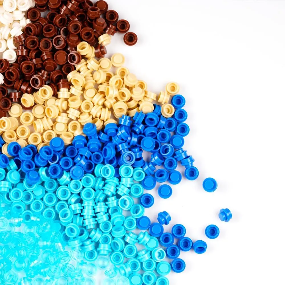 Classic Bricks Bulk Pieces - Round Plates 1X1 Dots Studs Accessories Building Block Parts, Custom MOC Pixel Arts Creative Play Set, Multicolor 1500pcs