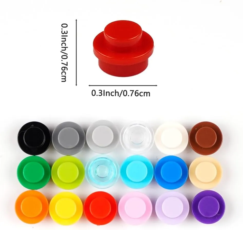 Classic Bricks Bulk Pieces - Round Plates 1X1 Dots Studs Accessories Building Block Parts, Custom MOC Pixel Arts Creative Play Set, Multicolor 1500pcs
