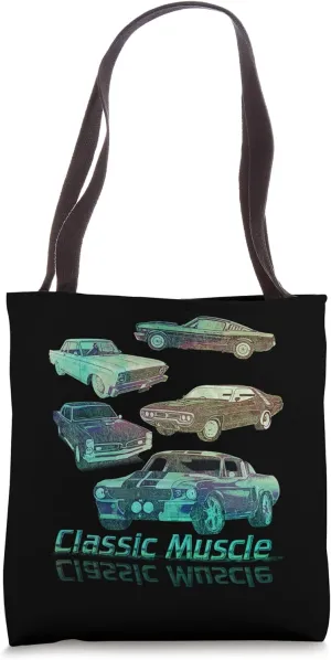 Classic Muscle Cars Lineup Racing Graphic Tote Bag