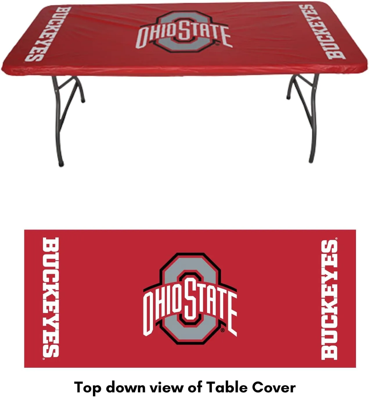 Collegiate Party Pack Officially Licensed Plates, Napkins, & 6' x 30" Tablecover, Bundle for 16 People -Table Not Included- (Ohio State University, Buckeyes)
