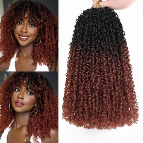 COOKOO 8 Packs 30 Strands/Pcs Pre Looped Yanky Twist Crochet hair 12 Inch Pre Twisted Mini Spring Twists Hair for Women Fluffy Crochet Curly Passion Twist Braids Hair with Curly Ends RS350#