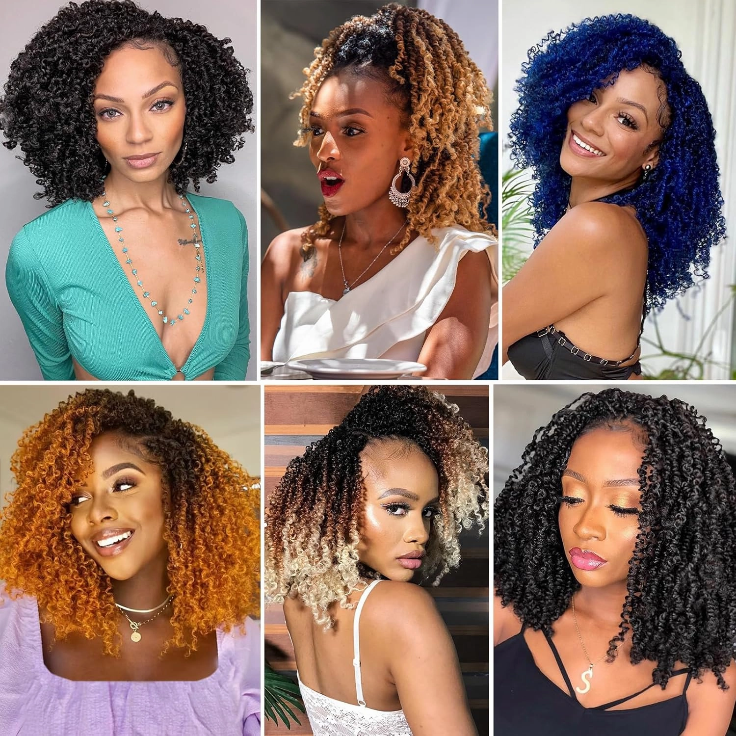 COOKOO 8 Packs 30 Strands/Pcs Pre Looped Yanky Twist Crochet hair 12 Inch Pre Twisted Mini Spring Twists Hair for Women Fluffy Crochet Curly Passion Twist Braids Hair with Curly Ends RS350#
