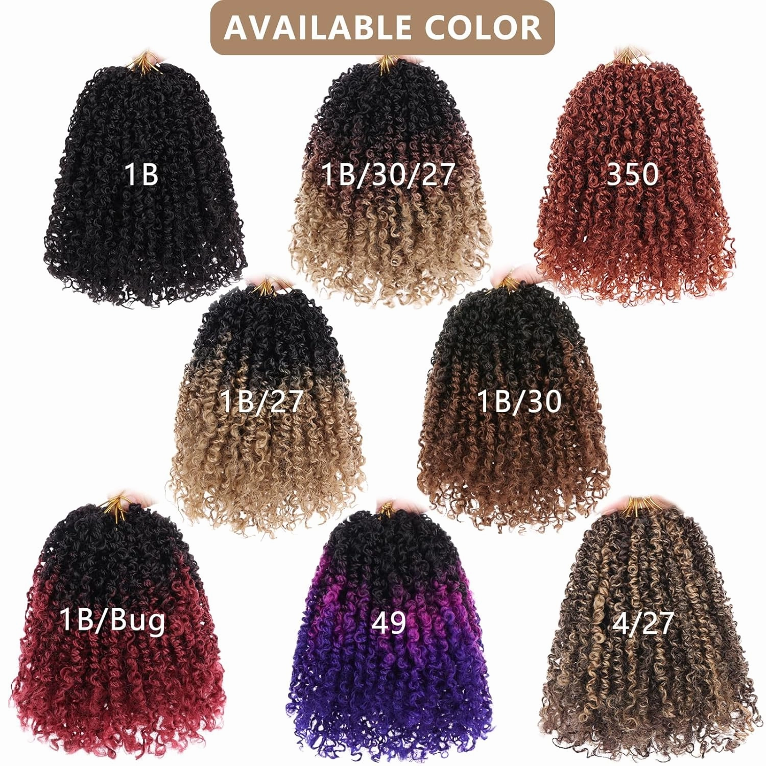 COOKOO 8 Packs Pre Looped Ombre Brown Yanky Twist Crochet hair 30 Strands/PCS 10 Inch Pre Twisted Mini Yanky Twists Hair for Women Fluffy Crochet Curly Spring Twist Hair with Curly Ends 1B/30#
