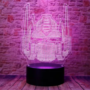 Cool Bumblebee Transformer Anime Character Autobots 3D Knight Trans LED Bedroom Decor Sleep Table Lamp with Remote 7 Colors Acrylic Visual Night Light Birthday Christmas Gifts for Fans Kids