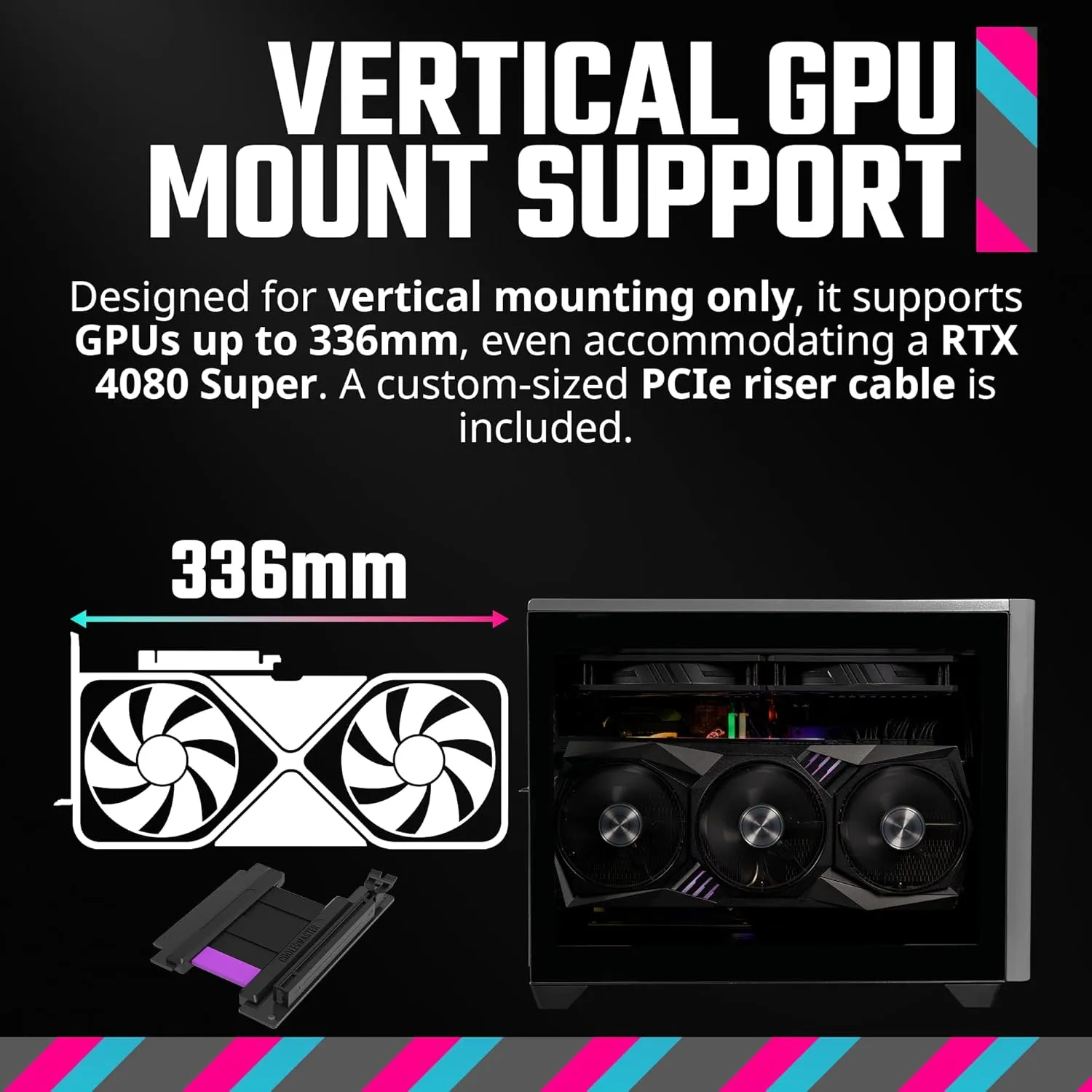 Cooler Master NR200P MAX Mini-ITX Case with 280mm AIO, 850W SFX PSU, Vertical GPU Mount, PCIe Gen4 Riser, Glass or Vented Panel
