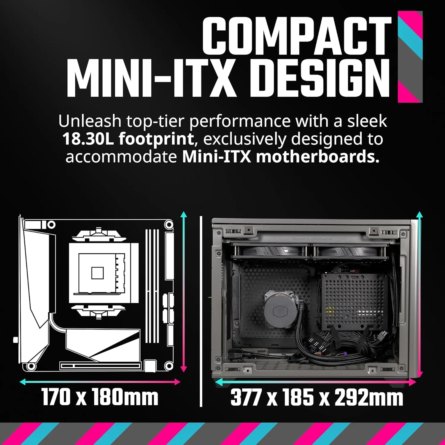 Cooler Master NR200P MAX Mini-ITX Case with 280mm AIO, 850W SFX PSU, Vertical GPU Mount, PCIe Gen4 Riser, Glass or Vented Panel