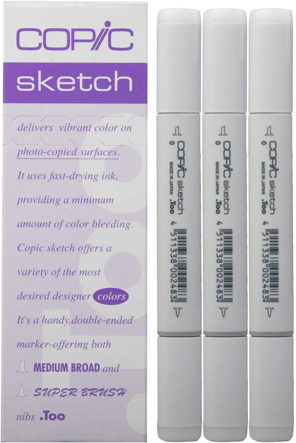 COPIC Sketch Marker 0-S Colorless Blender Set of 3 | Professional Grade Alcohol-Based Dual-Tip Markers for Seamless Blending and Layering