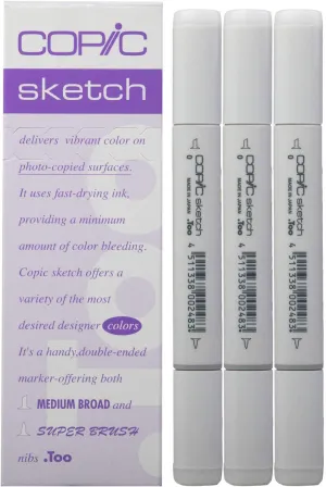 COPIC Sketch Marker 0-S Colorless Blender Set of 3 | Professional Grade Alcohol-Based Dual-Tip Markers for Seamless Blending and Layering