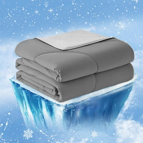 Cozy Bliss Cooling Comforter King Size, Cooling Blankets for Hot Sleepers and Night Sweats,Dark Light Gray Summer Comforter for King Size Bed, Breathable Soft Lightweight Silk Smooth