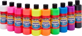 Cra-Z-Art POP! Neon Washable Tempera Paint For Kids Bulk Pack 10ct, Assorted Fluorescent Colors Tempera Paint Set 8oz each bottle, Back To School Teachers Supplies