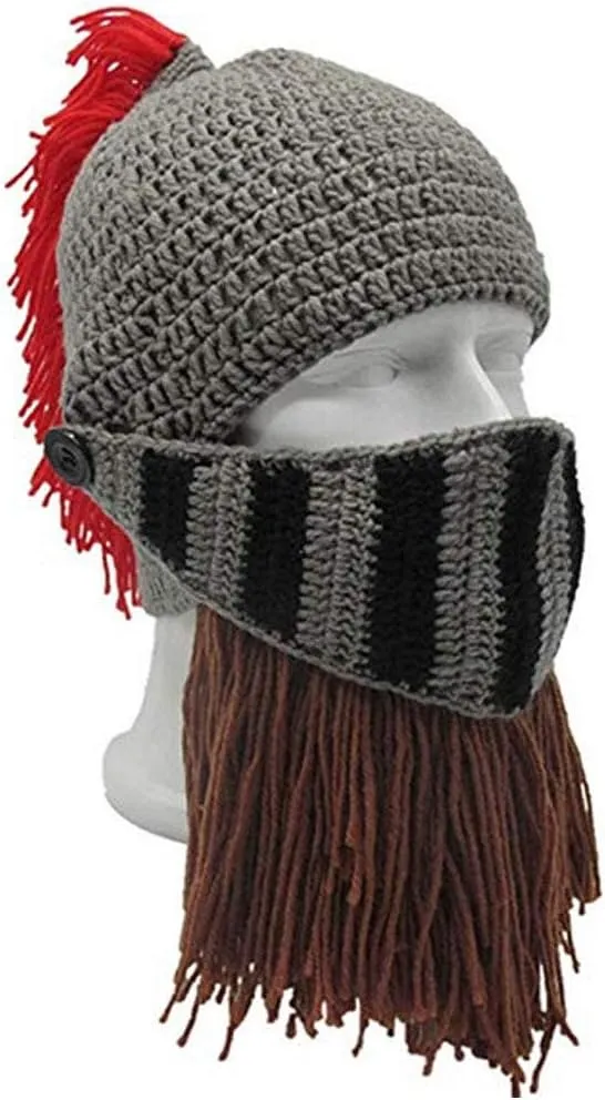 Creative Barbarian Knit Beard Hat Funny Knit Cap Wig Beanie Hats Beard Facemask