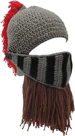 Creative Barbarian Knit Beard Hat Funny Knit Cap Wig Beanie Hats Beard Facemask