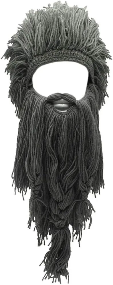 Creative Barbarian Knit Beard Hat Funny Knit Cap Wig Beanie Hats Beard Facemask