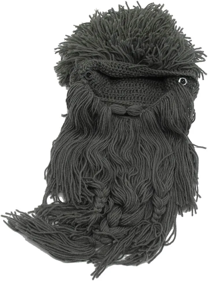 Creative Barbarian Knit Beard Hat Funny Knit Cap Wig Beanie Hats Beard Facemask